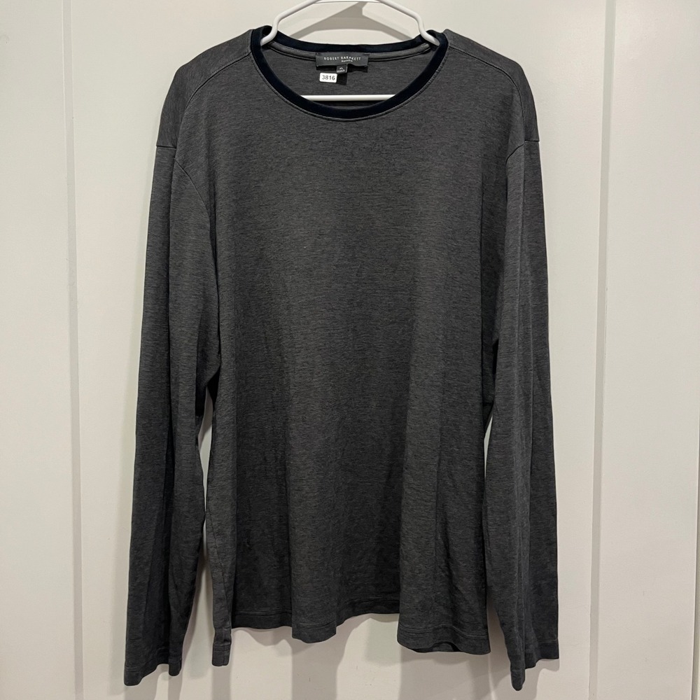 Robert Barakett Mens XL Long Sleeve Crewneck Shirt Charcoal Gray Heather Knit